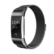 Fitbit Charge 2 milanese bandje - Maat: Large - Zwart afbeelding