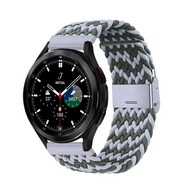 Braided nylon bandje - Groen / grijs - Samsung Galaxy Watch 4 Classic - 42mm / 46mm afbeelding