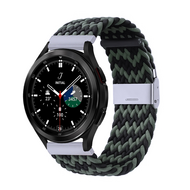 Braided nylon bandje - Groen / zwart - Samsung Galaxy Watch 4 Classic - 42mm / 46mm afbeelding