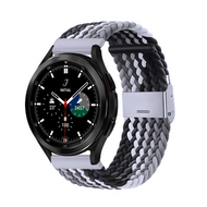 Braided nylon bandje - Grijs / zwart - Samsung Galaxy Watch 4 Classic - 42mm / 46mm afbeelding