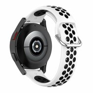 Siliconen sportbandje met gesp - Wit + zwart - Samsung Galaxy Watch - 42mm afbeelding