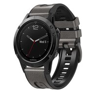 leer + siliconen bandje - Grijs - Garmin Fenix 7X / 6X / 5X afbeelding