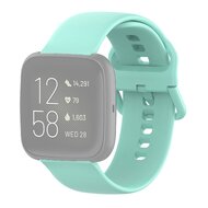 Fitbit Versa 1 / 2 & Lite siliconen sportbandje met gespsluiting - Mint Groen - Maat: Small afbeelding