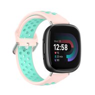 Fitbit Versa 3 & 4 / Sense 1 & 2 - Sport editie - Large - Roze + turquoise afbeelding
