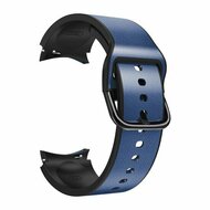 2 in 1 siliconen/ leren bandje - Blauw - Samsung Galaxy Watch 5 (Pro) - 40mm / 44mm / 45mm afbeelding
