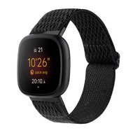 Fitbit Versa 3/4 & Sense 1/2 Nylon loop bandje - Zwart afbeelding