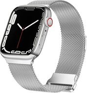 By Qubix Milanese band - Zilver - Extra sterke magneet - Geschikt voor Apple Watch 38mm - 40mm - 41mm