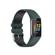 FitBit Charge 5 & 6 Sportbandje met gesp - Groen / zwart - Tweekleurig - Maat: L afbeelding