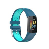 FitBit Charge 5 & 6 Sportbandje met gesp - Blauw / turquoise - Tweekleurig - Maat: L afbeelding