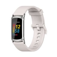 FitBit Charge 5 & 6 Extra soft siliconen bandje - Lichtgrijs + zilveren connector afbeelding