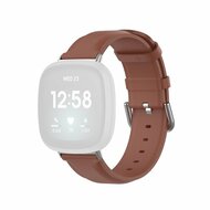 Fitbit Versa 3/4 & Sense 1/2 leren bandje - Bruin afbeelding