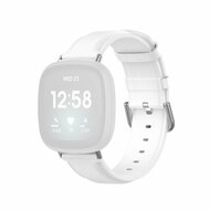 Fitbit Versa 3/4 & Sense 1/2 leren bandje - Wit afbeelding