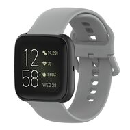 Fitbit Versa 1 / 2 & Lite siliconen sportbandje met gespsluiting - Grijs - Maat: Small afbeelding