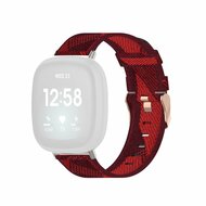 Fitbit Versa 3/4 & Sense 1/2 Canvas nylon bandje - Rood afbeelding