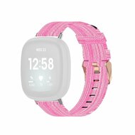 Fitbit Versa 3/4 & Sense 1/2 Canvas nylon bandje - Roze afbeelding