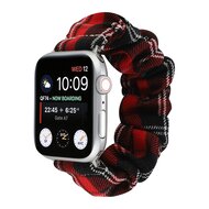 Elastisch scrunchie nylon bandje - Rood / Zwart - Geschikt voor Apple Watch 38mm / 40mm / 41mm / 42mm afbeelding
