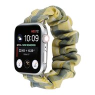 Elastisch scrunchie nylon bandje - Geel / Blauw - Geschikt voor Apple Watch 38mm / 40mm / 41mm / 42mm afbeelding