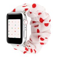 Elastisch scrunchie nylon bandje - Rode stippen - Geschikt voor Apple Watch 38mm / 40mm / 41mm / 42mm afbeelding