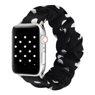 Elastisch scrunchie nylon bandje - Zwart met witte stippen - Geschikt voor Apple Watch 44mm / 45mm / 46mm / 49mm afbeelding