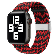 Braided nylon bandje - Zwart / Rood - Geschikt voor Apple Watch 38mm / 40mm / 41mm / 42mm afbeelding