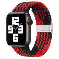 Braided nylon bandje - Rood met zwart - Geschikt voor Apple Watch 38mm / 40mm / 41mm / 42mm afbeelding