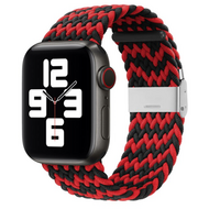 Braided nylon bandje - Zwart / Rood - Geschikt voor Apple Watch 44mm / 45mm / 46mm / 49mm afbeelding
