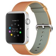 Nylon bandje - Licht bruin / Rood - Geschikt voor Apple Watch 44mm / 45mm / 46mm / 49mm afbeelding