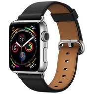 Classic lederen bandje - Zwart - Geschikt voor Apple Watch 38mm / 40mm / 41mm / 42mm afbeelding