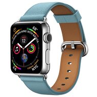 Classic lederen bandje - Licht blauw - Geschikt voor Apple Watch 38mm / 40mm / 41mm / 42mm afbeelding