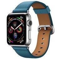 Classic lederen bandje - Blauw - Geschikt voor Apple Watch 38mm / 40mm / 41mm / 42mm afbeelding