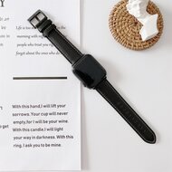 Premium Leather bandje - Zwart - Geschikt voor Apple Watch 38mm / 40mm / 41mm / 42mm afbeelding