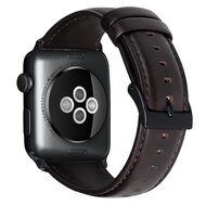 Luxe Echt Lederen bandje - Donkerbruin - Geschikt voor Apple Watch 38mm / 40mm / 41mm / 42mm afbeelding