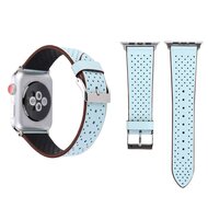 Dot Pattern Leren bandje - Licht blauw - Geschikt voor Apple Watch 38mm / 40mm / 41mm / 42mm afbeelding