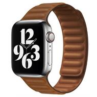 Leather Link serie bandje - Bruin - Geschikt voor Apple Watch 44mm / 45mm / 46mm / 49mm afbeelding