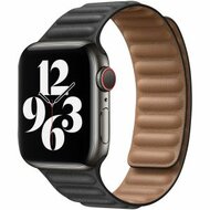 Leather link serie bandje - Zwart - Geschikt voor Apple Watch 44mm / 45mm / 46mm / 49mm afbeelding