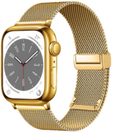 Milanese bandje met vouwbare magneetsluiting - Goud - Geschikt voor Apple Watch 38mm / 40mm / 41mm / 42mm afbeelding