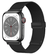 Milanese bandje met vouwbare magneetsluiting - Zwart - Geschikt voor Apple Watch 38mm / 40mm / 41mm / 42mm afbeelding