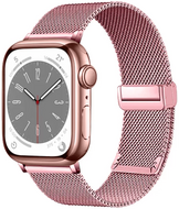 Milanese bandje met vouwbare magneetsluiting - Rosé goud - Geschikt voor Apple Watch 38mm / 40mm / 41mm / 42mm afbeelding