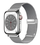 Milanese bandje met vouwbare magneetsluiting - Zilver - Geschikt voor Apple Watch 38mm / 40mm / 41mm / 42mm afbeelding