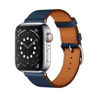 Lederen bandje - Donkerblauw - Geschikt voor Apple Watch 38mm / 40mm / 41mm / 42mm afbeelding