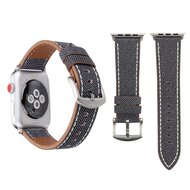 Denim Pattern Echt Leren bandje - Grijs - Geschikt voor Apple Watch 38mm / 40mm / 41mm / 42mm afbeelding