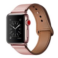 Leren bandje - Roze - Geschikt voor Apple Watch 38mm / 40mm / 41mm / 42mm afbeelding