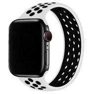 Solo Loop Sportbandje - Maat: S - Wit + Zwart - Geschikt voor Apple Watch 38mm / 40mm / 41mm / 42mm afbeelding