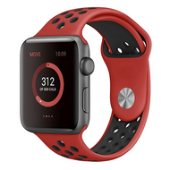Sportbandje - Maat: S/M - Rood + Zwart - Geschikt voor Apple Watch 38mm / 40mm / 41mm / 42mm afbeelding