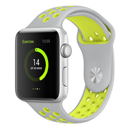 Sportbandje - Maat: S/M - Grijs + Geel - Geschikt voor Apple Watch 38mm / 40mm / 41mm / 42mm afbeelding