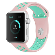 Sportbandje - Maat: S/M - Roze + Groen - Geschikt voor Apple Watch 44mm / 45mm / 46mm / 49mm afbeelding
