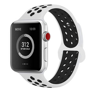 Sportbandje - Maat: M/L - Wit + Zwart - Geschikt voor Apple Watch 44mm / 45mm / 46mm / 49mm afbeelding