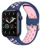 Siliconen sportband met gesp - Blauwpaars + Roze - Geschikt voor Apple Watch 38mm / 40mm / 41mm / 42mm afbeelding