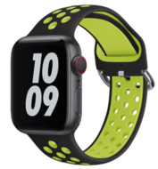Siliconen sportband met gesp - Zwart + Geel - Geschikt voor Apple Watch 44mm / 45mm / 46mm / 49mm afbeelding