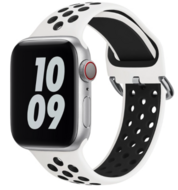 Siliconen sportband met gesp - Wit + Zwart - Geschikt voor Apple Watch 44mm / 45mm / 46mm / 49mm afbeelding